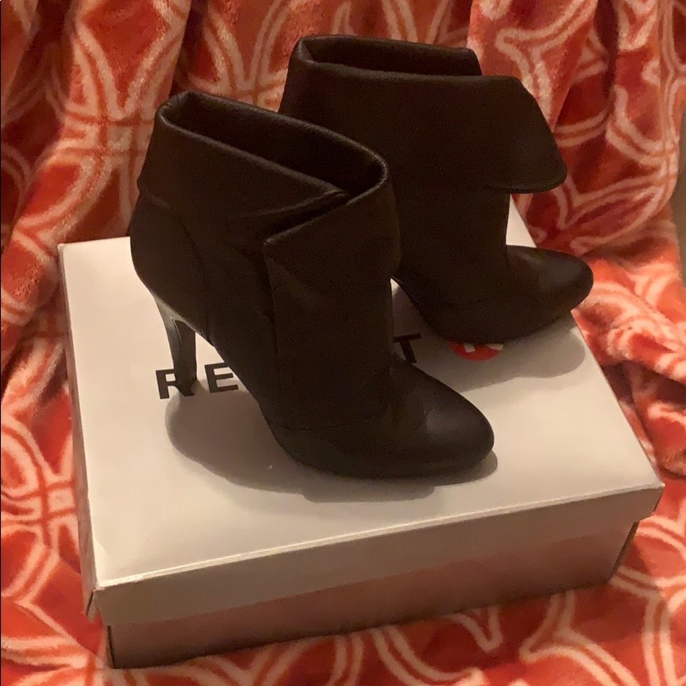 Genuine leather black booties